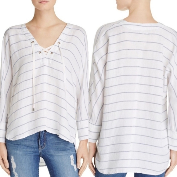 RAILS lily positano striped lace up tunic top - Picture 2 of 15